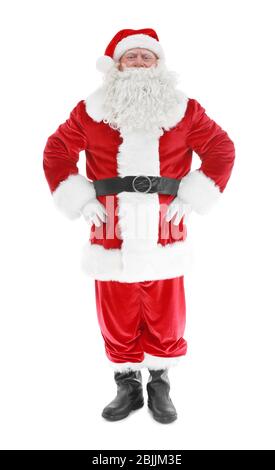 Authentic Santa Claus standing on white background Stock Photo - Alamy