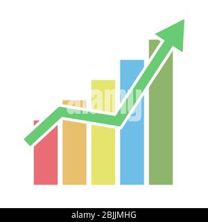 Vector icon of business growth chart, Finance, Stock illustration isolated on white background. Simple design