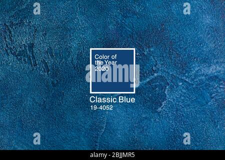 Classic Blue. Color of the Year 2020. Stucco gradient background. Stock Photo