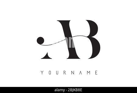 A B, AB Initials Letters Logo design vector template with a minimalist design and black dot details vector illustration. Stock Vector