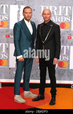 Matt Goss and Luke Goss attend The BRIT Awards 2019 at The O2 Arena on February 20, 2019 in London, UK. Stock Photo