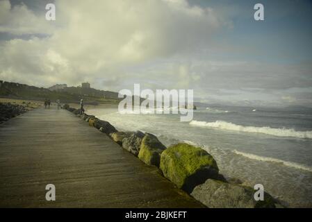 Walkway along the Basque Coast in France Stock Photo