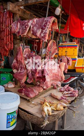 Meat market in Cambodia Stock Photo