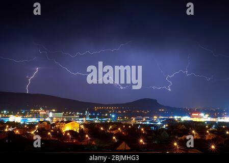 Thunderstorm over City Stock Photo