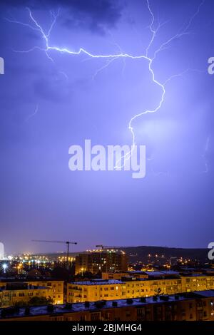 Thunderstorm over City Stock Photo