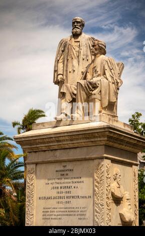 South Africa, Stellenbosch, Dorp Street, Kweekskool, University Theological Seminary statue to founders academics John Murray and Nicalaas Jacobus Hof Stock Photo