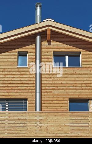 long flue pipe on woodhouse Stock Photo