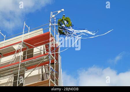 topping-out wreath for roofing ceremony Stock Photo