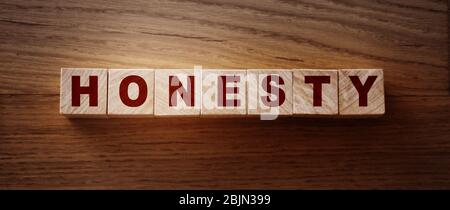 HONESTY word made with wooden building blocks Stock Photo