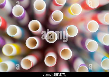 Coloured Paper drinking straws Stock Photo