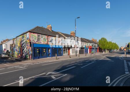 Cowley Road Oxorf, deserted at 0845 in the morning on a Tuesday during the coronavirus lockdown Stock Photo
