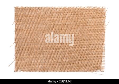Old brown sackcloth from burlap. Wicker napkin isolated on a white background close-up. For design and titles Stock Photo