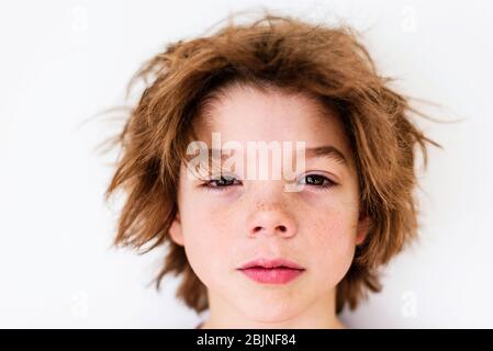 Portrait of a boy with messy hair Stock Photo