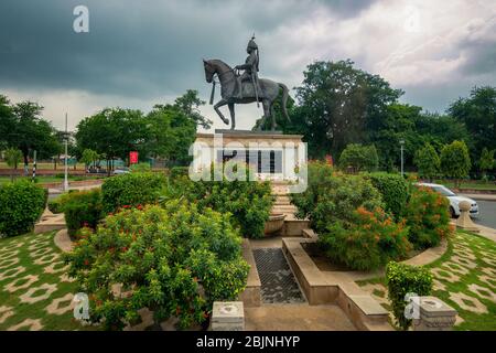 Jaipur, Rajasthan / India - September 29, 2019: Statue of Maharaja Sawai Man Singh, the last ruling Maharaja of Jaipur State in Jaipur, India Stock Photo