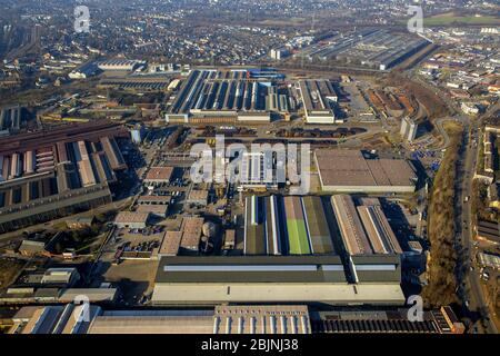 , Technical equipment and production facilities of the steelworks Thyssen Krupp in Muelheim, 26.01.2017, aerial view, Germany, North Rhine-Westphalia, Ruhr Area, Muelheim/Ruhr Stock Photo