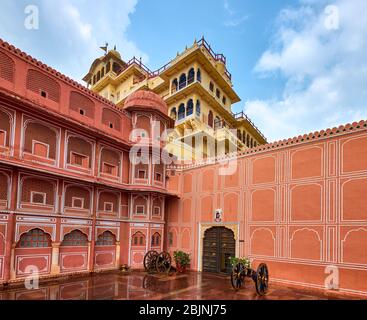 Jaipur, Rajasthan / India - September 29, 2019: Chandra Mahal and the Sarvato Bhadra courtyard in Jaipur City Palace in Rajasthan, India Stock Photo