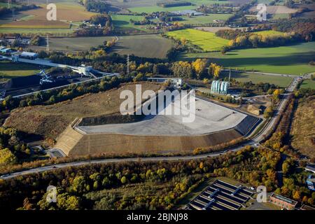 , Reclamation site of the former mining dump of RWE Power AG Kraftwerk Gersteinwerk in Stockum, 31.10.2016, aerial view, Germany, North Rhine-Westphalia, Ruhr Area, Werne Stock Photo