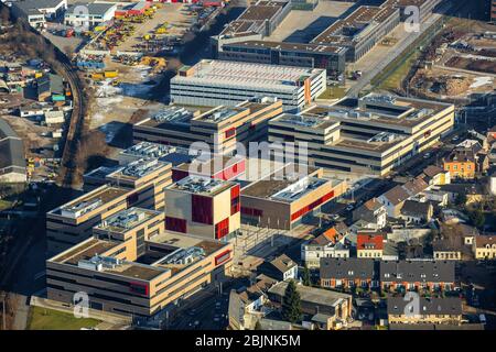 new building of the University of Duisburg, Hochschule Ruhr West, in Muelheim an der Ruhr, 26.01.2017, aerial view, Germany, North Rhine-Westphalia, Ruhr Area, Muelheim/Ruhr Stock Photo