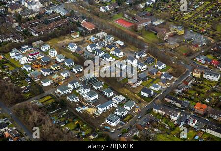 , New residential area at street Fritz-Eickelen-Strasse in Oberhausen, 04.02.2017, aerial view, Germany, North Rhine-Westphalia, Ruhr Area, Oberhausen Stock Photo
