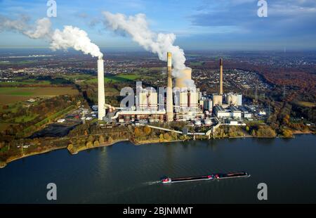 Power plant of Steag Energy Services GmbH in the district Moellen, 23.11.2016, aerial view, Germany, North Rhine-Westphalia, M├Âllen, Voerde (Niederrhein) Stock Photo