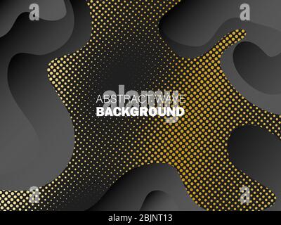 Abstract waves on black background with text Stock Vector