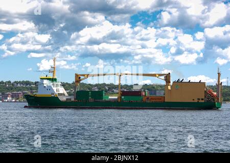 Canada, halifax.  NOLHAN AVA (IMO: 9208435) is a Ro-Ro Cargo that was built in 2001 (19 years ago) and is sailing under the flag of Canada. Stock Photo