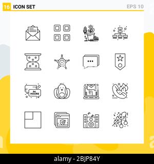 Pack of 16 creative Outlines of loading, web, finance, marketing, profit Editable Vector Design Elements Stock Vector