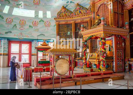 German Buddhist Temple, Lumbini Monastic Zone, Lumbini, Nepal. Lumbini is one of the worlds most Buddhist spiritual sites and the birthplace of Siddhartha Gautama, the founder of Buddhism. Lumbini Monastic Zone has a number of monasteries and temples build by Buddhist organizations from various countries, have been completed or are still under construction. Lumbini was made a World Heritage Site by UNESCO in 1997. Stock Photo