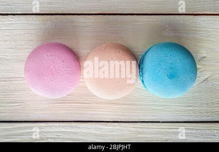 Three macaroons in a row Stock Photo