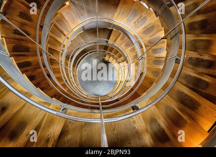 The helical staircase at the Lighthouse, 10 Mitchell lane, Glasgow, Scotland, UK