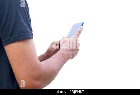 Young Indian man using smartphone Stock Photo