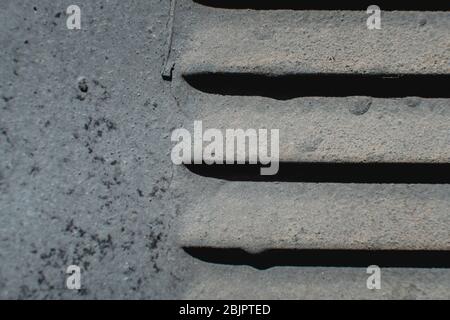 old chipped and rusty metal ventilation grille. Selective focus, macro photography Stock Photo