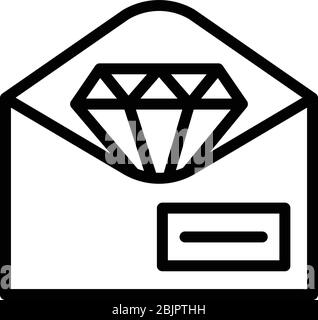 Wordcloud diamond mail icon, outline style Stock Vector