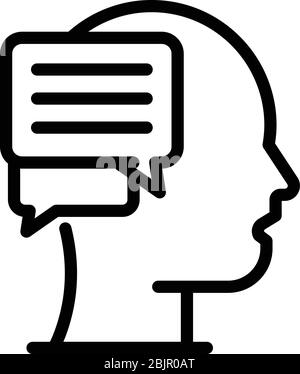 Head chat thinking icon, outline style Stock Vector
