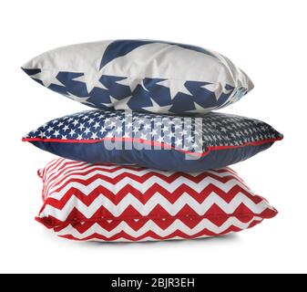 Stack of pillows, isolated on white Stock Photo