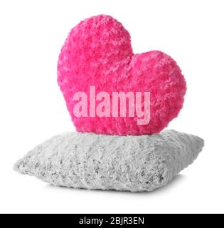 Soft plush pillows, isolated on white Stock Photo