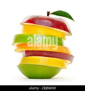Sliced fruits isolated on white background Stock Photo