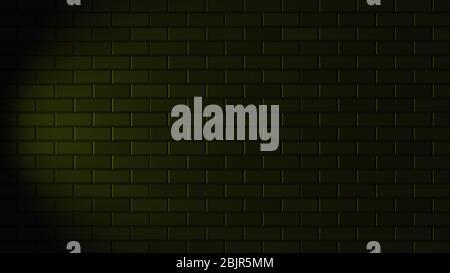 Empty brick wall with yellow neon light with copy space. Lighting effect yellow color glow on brick wall background. Royalty high-quality free stock Stock Photo