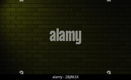 Empty brick wall with yellow neon light with copy space. Lighting effect yellow color glow on brick wall background. Royalty high-quality free stock Stock Photo