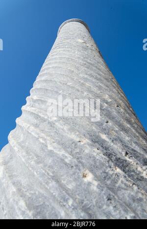 Spiral column among the ruings of the ancient Roman city of Amathus, Cyprus. Stock Photo