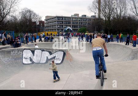 Skateboard park at Exhibition Park; Newcastle-upon-Tyne; NE England; UK Stock Photo