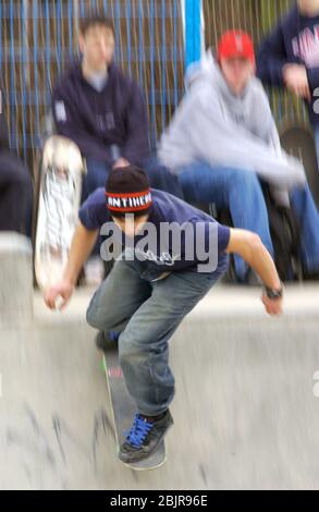 Skateboard park at Exhibition Park; Newcastle-upon-Tyne; NE England; UK Stock Photo