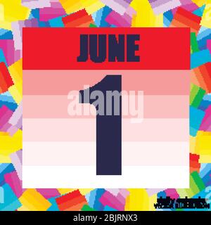 June 1 icon. For planning important day. Banner for holidays and special days. Vector Illustration. Stock Vector