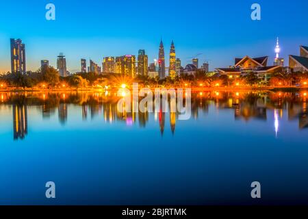 Malaysia. Windless final of the night in Kuala Lumpur. The first glimpses of dawn Stock Photo