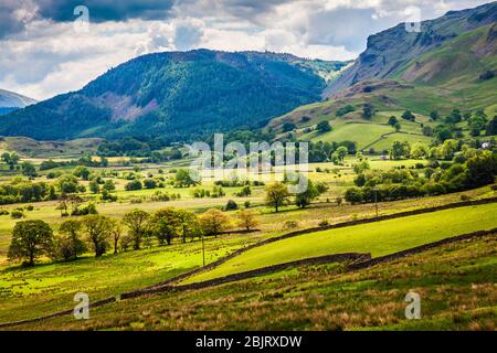View to Castlerigg Fell and High Rigg in the Lake District National Park, Cumbria, England, UK Stock Photo