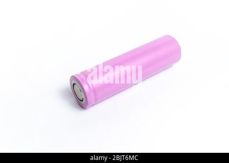 Pink 18650 battery on isolate white background Stock Photo