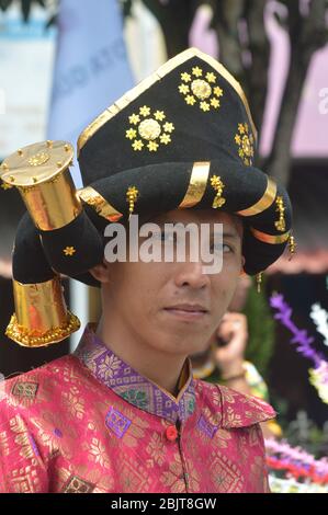TARAKAN - INDONESIA, 25th July 2018 : Portrait young men wearing Padang Sidempuan traditional clothes Stock Photo
