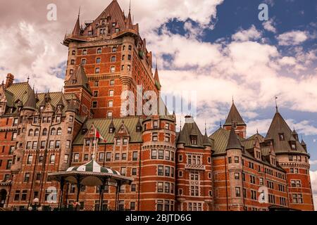 Quebec City, Quebec, Canada, July 2012 - Le Chateau Frontenac towering the upper Quebec city Stock Photo