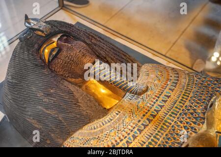 CAIRO, EGYPT - NOVEMBER 19, 2017: Ancient sarcophagus in The Museum of Egyptian Antiquities Stock Photo