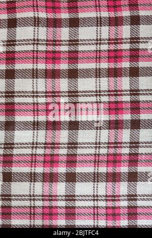 realistic brown pink checkered woolen plaid, background Stock Photo